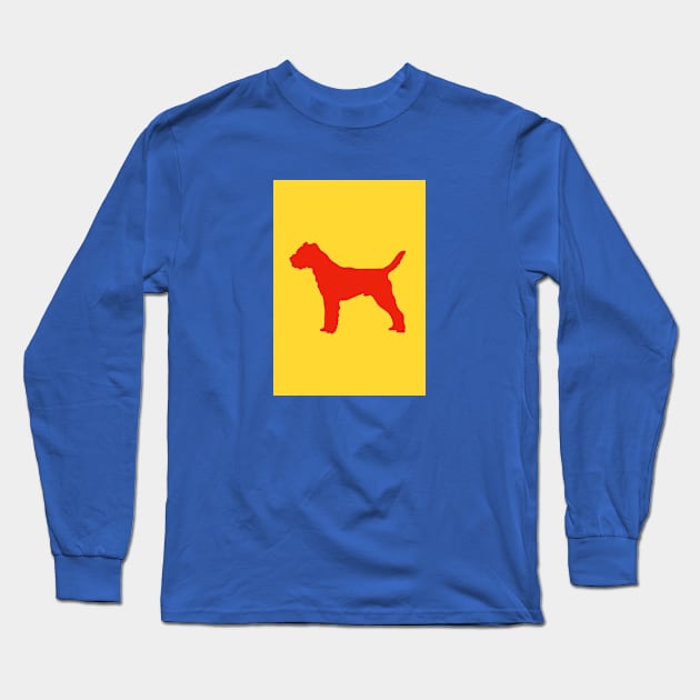 Border Terrier Dog Coloured Silhouette Long Sleeve T-Shirt by AdamRegester